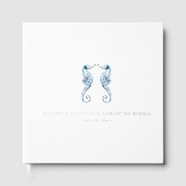 Carré Mariage Livres d'hôtes Aquarelle Seahores (Recto)