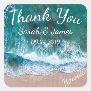 Carré Mariage plage Favoriser Merci Sticker