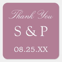 Mauve Wedding Favor Sticker Merci
