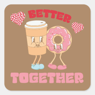 Carré Meilleur Ensemble Sticker Valentine Donut & Coffee