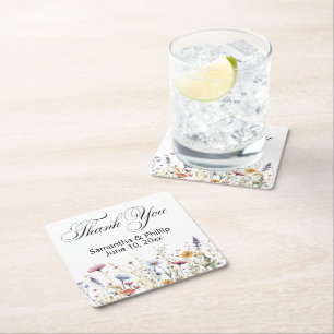 Carré Merci mariage dessous de verre faveurs