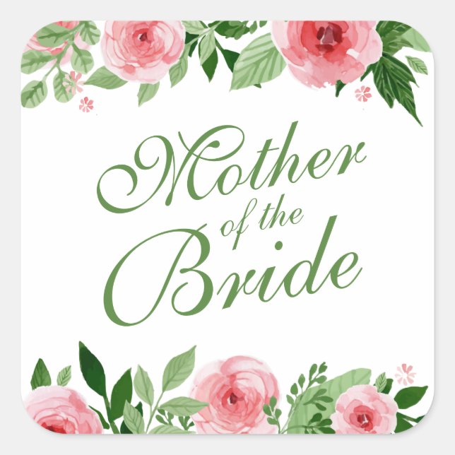 Carré Mère de la mariée Mariage Sticker Sceau (Devant)