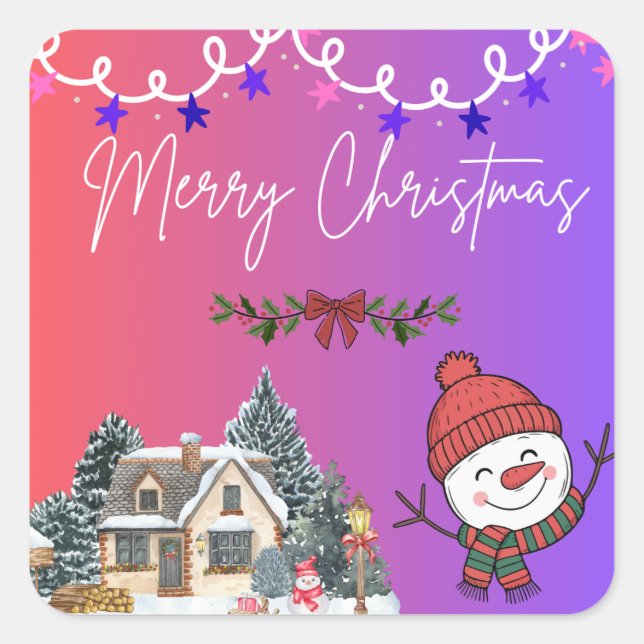 Carré Merry Christmas Vibrant Sticker (Devant)