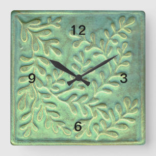 Carré Minimaliste Horloge Vert Foliage
