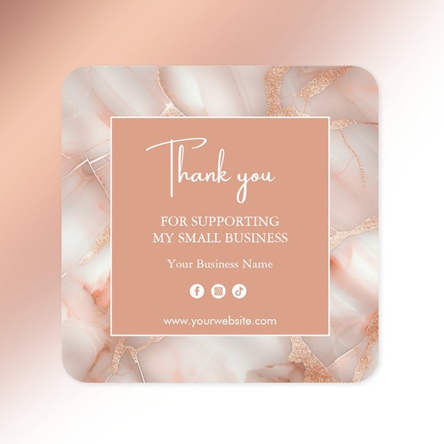 Carré Modern Abstract Rose Gold Business Sticker (Créateur téléchargé)