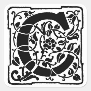 Carré Monogramme floral 'C' - Sticker