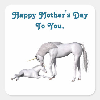 Carré Mother Unicorn And Colt Sticker