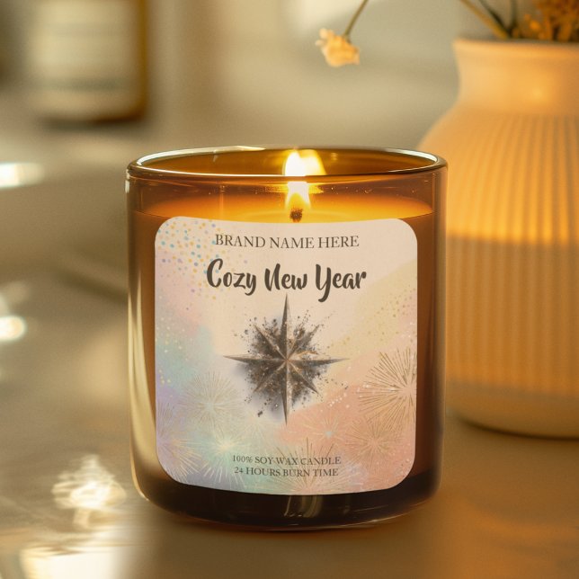 Carré New Year Candle Sticker – Warm & Cozy Design (Créateur téléchargé)