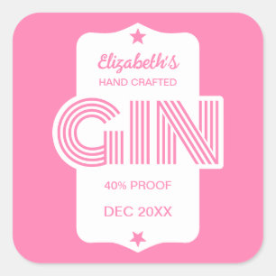 Carré N'Importe Quel Sticker Gin Personnalisé Couleur