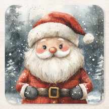 Noël Père Noël Snowfall Carrés Dessous de verre