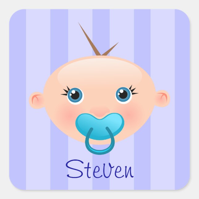 Carré "Nom Ceci!" - Bébé Sticker Visage Garçon (Devant)