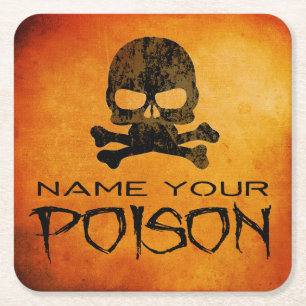 Carré Nom de votre poison Halloween dessous de verre pap
