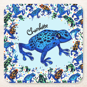 Carré Nom personnalisé Rainforest Frogs Dessous de verre