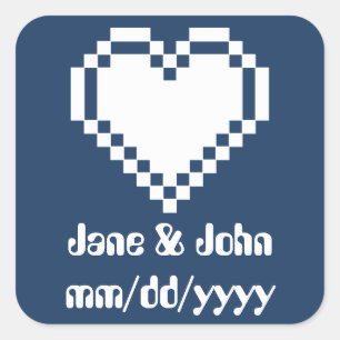 Carré Nos Coeurs 8 bits dans Sticker Marine