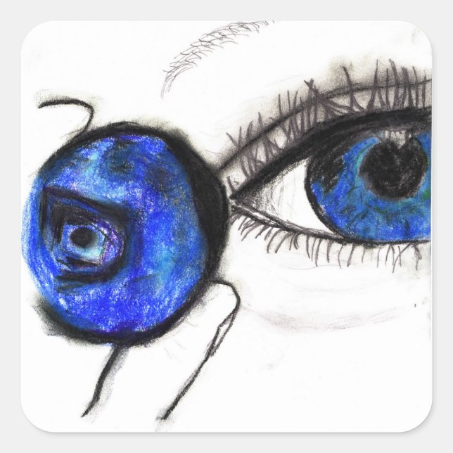 Carré Oeil bleu, Sticker bleuté (Devant)