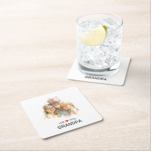 Carré On aime papi dessous de verre en papier personnali
