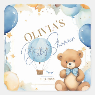 Carré On Peut Attendre Bébé Garçon Douche Sticker Bleu