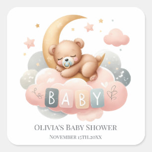 Carré On Peut Attendre Bébé Girl Douche Sticker