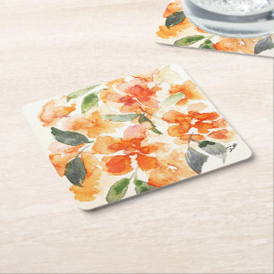 Carré Orange Blossoms - Dessous de verre en papier