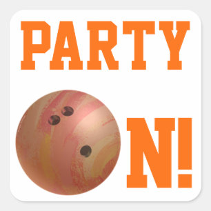 Carré Orange Bowling Ball Party sur Sticker