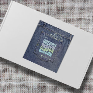 Carré Oregon Chien dans Jean Pocket Classic Sticker Carr