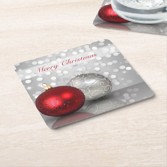 Carré Ornements Shimmery de Noël - dessous de verre de (Incliné)