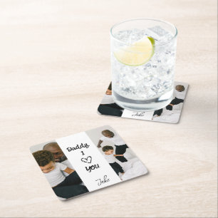 Carré Papa, Je T'Aime Dessous de verre papier personna