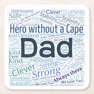 Carré Papa Word Cloud Design Dessous de verre papier 