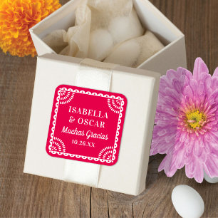 Carré Papel Picado Hot rose Mariage Favor Sticker