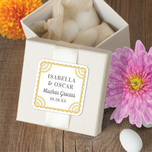 Carré Papel Picado Neutre Couleur Mariage Favor Sticker