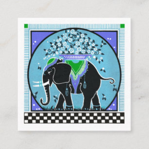 Carré Parade des éléphants en Carte de visite Aqua