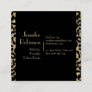 Carré Parties scintillant Leopard Carte de visite noir e