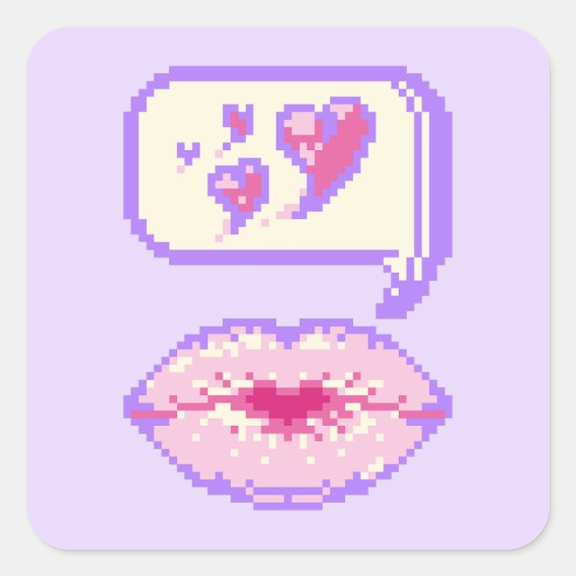 Carré Pastel Pixel Lèvres Kissy - Sticker d'été (Devant)
