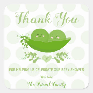 Carré Peas dans un bébé pod Douche Merci Sticker Étiquet