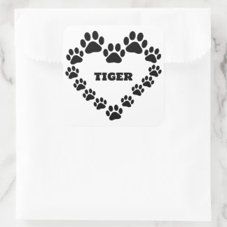Carré Personalized Cat Paw Print Square Shape Sticker