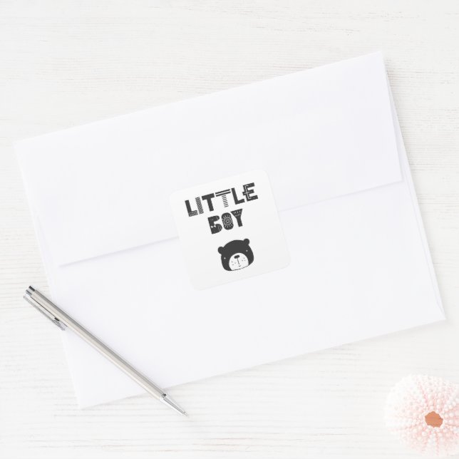 Carré Petit Garçon | Ours de bébé | Sticker (Enveloppe)