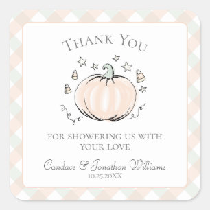 Carré Petit Merci Citrouille doux Favoriser Sticker