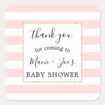 Pink Gold fille baby shower faveur merci sticker