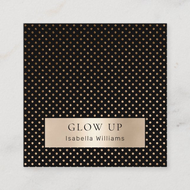 Carré Points modernes Noir Gold (Imitat) Carte de visite (Devant)