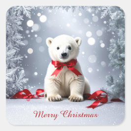 Carré Polar Bear Christmas Holiday Sticker