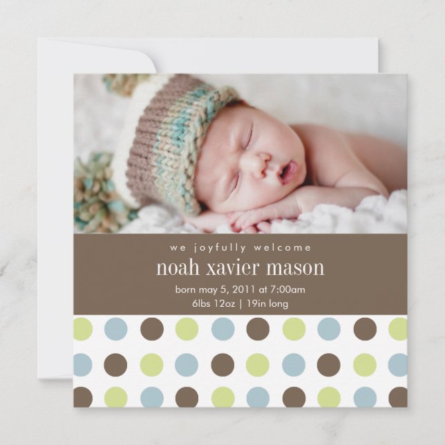 Carré Polkadot | Faire-part de naissance (Devant)