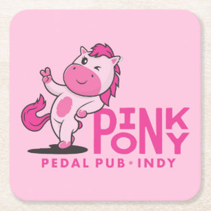 Carré Pony Pedal Pub rose - Dessous de verre rose