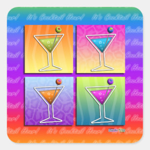 Carré Pop Art MARTINIS STICKER (sq.
