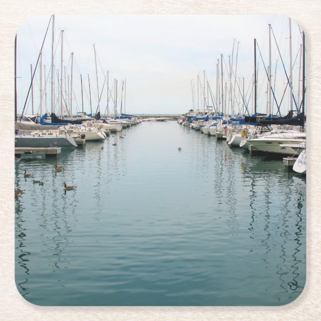 Carré Port de Chicago - Voilier - Dessous de verre (Devant)