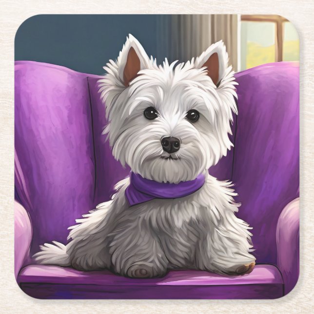 Carré Posé sur le Dessous de verre pourpre (Devant)