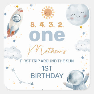 Carré Premier voyage autour du Sticker Soleil 1er Annive