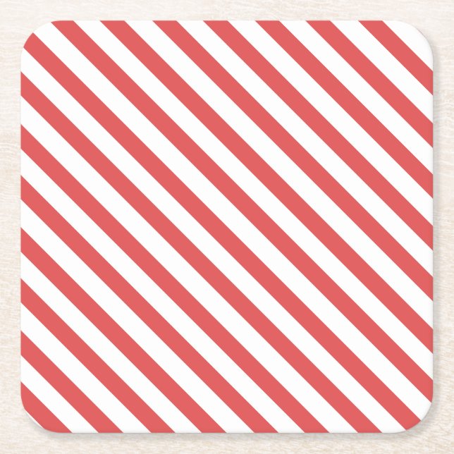 Carré Préppy Red & White Stripes - Dessous de verre (Devant)