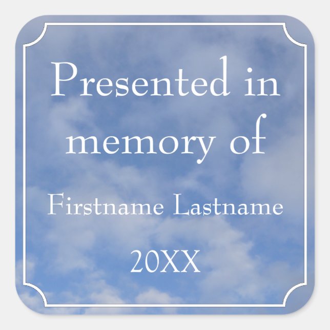 Carré Presented in Memory of Template Square Sticker (Devant)