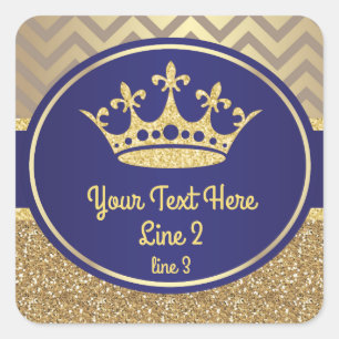 Carré Prince King Label Sticker d'or de bleu royal