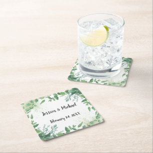 Carré Pub Mariage Eucalyptus dessous de verre personnali